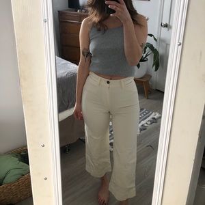 High rise wide leg crop pants